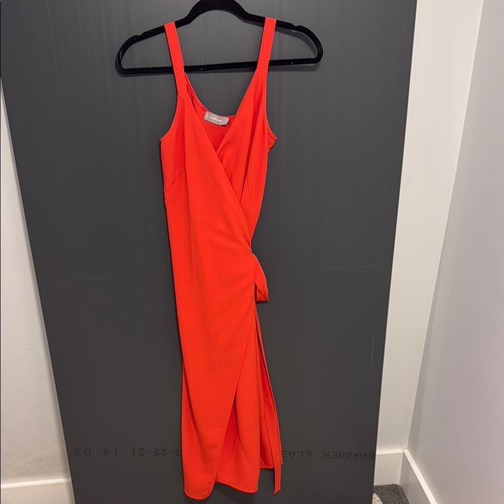 Elegant Orange Wrap Dress
